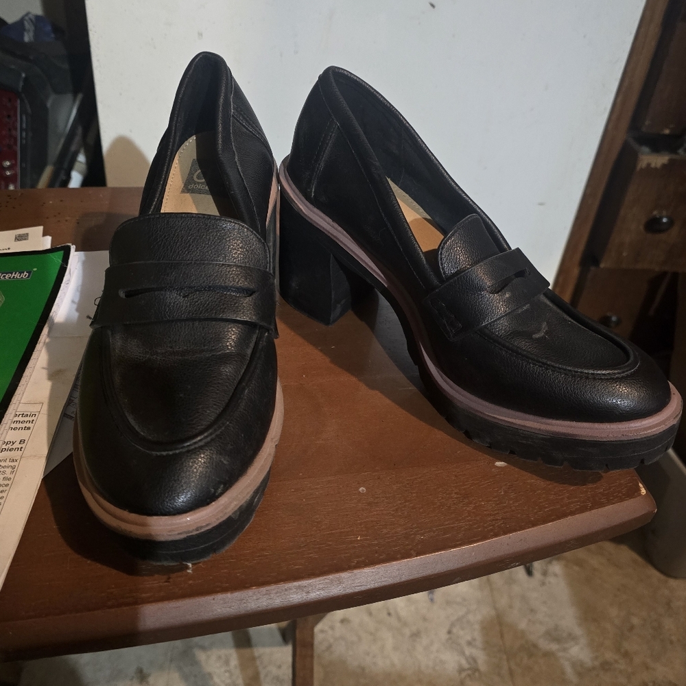 Dolce Vita Jay Jay Black Chunky Heeled Penny LOAFERS